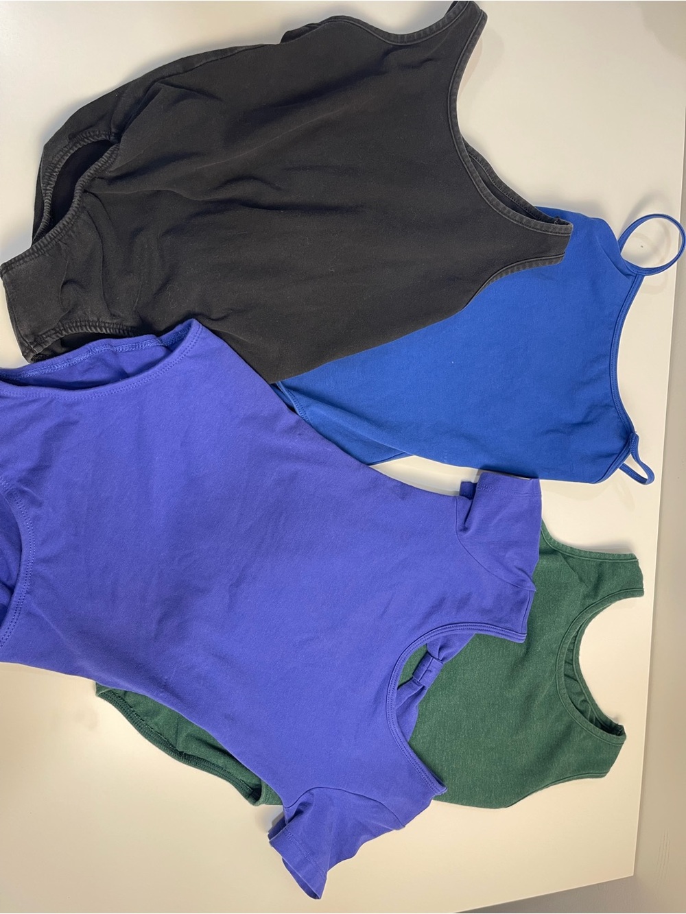 Lot of Girls Dance Leos in Black, Royal Blue, Purple, Green size 8 medium
